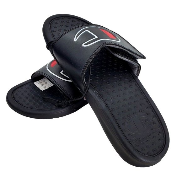 CHAMPION Sandals Women's 7 Monogram Cushion Mega Slides Unisex Adult Black Shoes - Picture 3 of 9